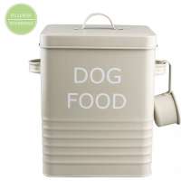 Metal galvanized pet dog cat bird treat tin container box with lid and scoop