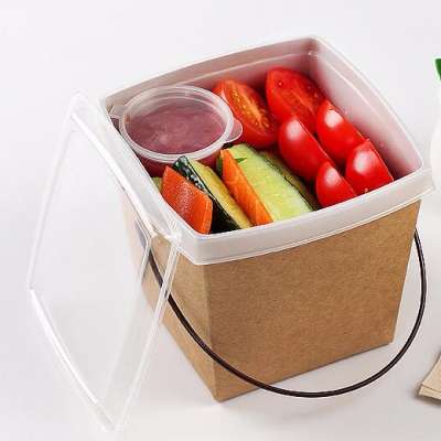 Eco-friendly custom recycle food container/take out box with handle